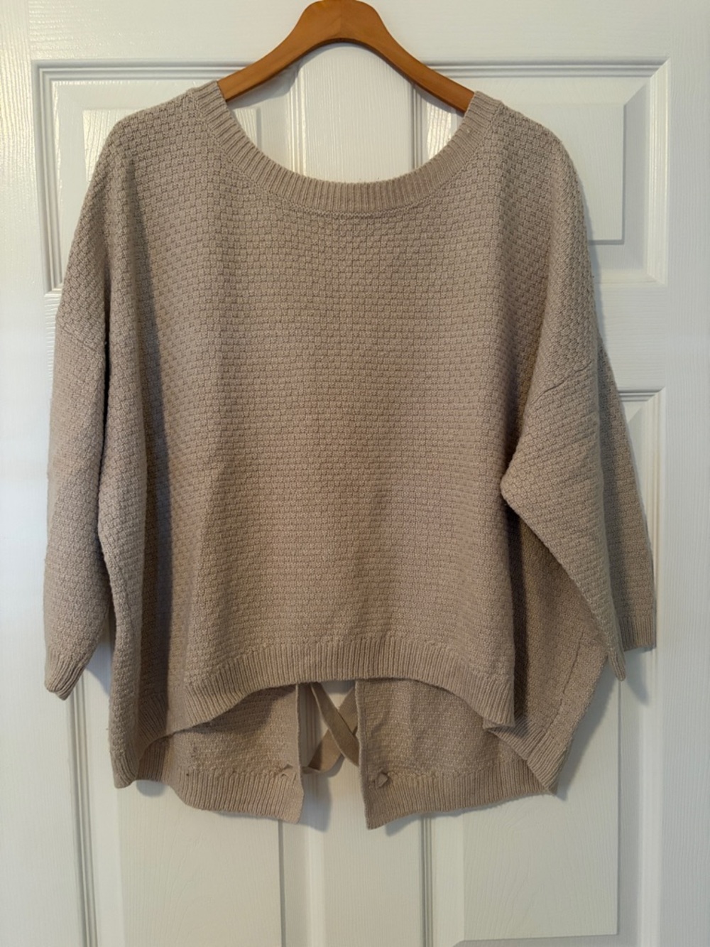 Beige Women's Knit Open Back Sweater